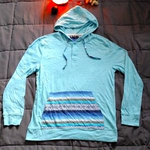 Mint tribal native print geometric pocket long sleeve sweatshirt medium